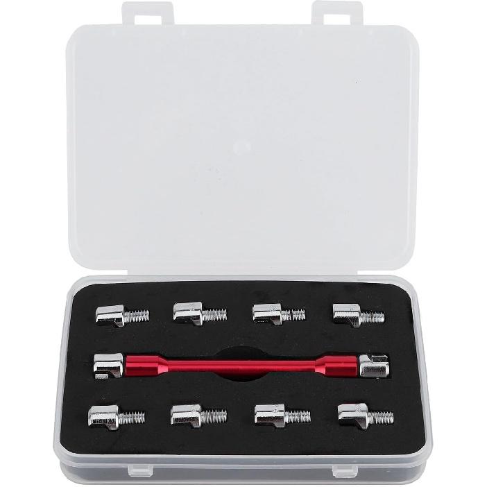 Motorcycle Spoke Wrench Set, 5.0‑6.8 Tips Size 93mm/3.7in Spoke Wrench Length Motorcycle Spoke Wrench Kit CNC Spanner Set for Most Motorbike,