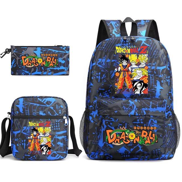 Dragon Ball Z Printed Backpack Set 3-Piece Casual School Bag For Boys And Girls Youth With Pencil Case Shoulder Bag