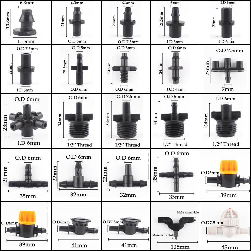50~10Pcs Garden Water Connector 4/7mm 1/4'' Hose Barb Straight Connectors Micro Irrigation Sprinkler Accessories Watering Tools