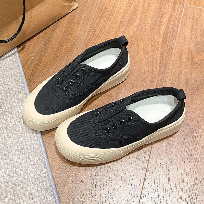 Canvas shoes women's 2025 new spring one-pedal lazy single shoes platform-soled casual women's shoes versatile board shoes