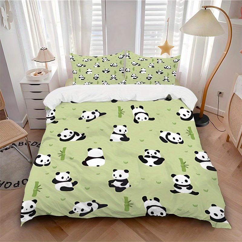 

3pcs set Panda Pattern 1 Quilt Cover + 2 Pillowcases, All Seasons Bedroom Setting, Perfect for Home and Dorm Decor, Soft and Machine Washabl 135x200cm