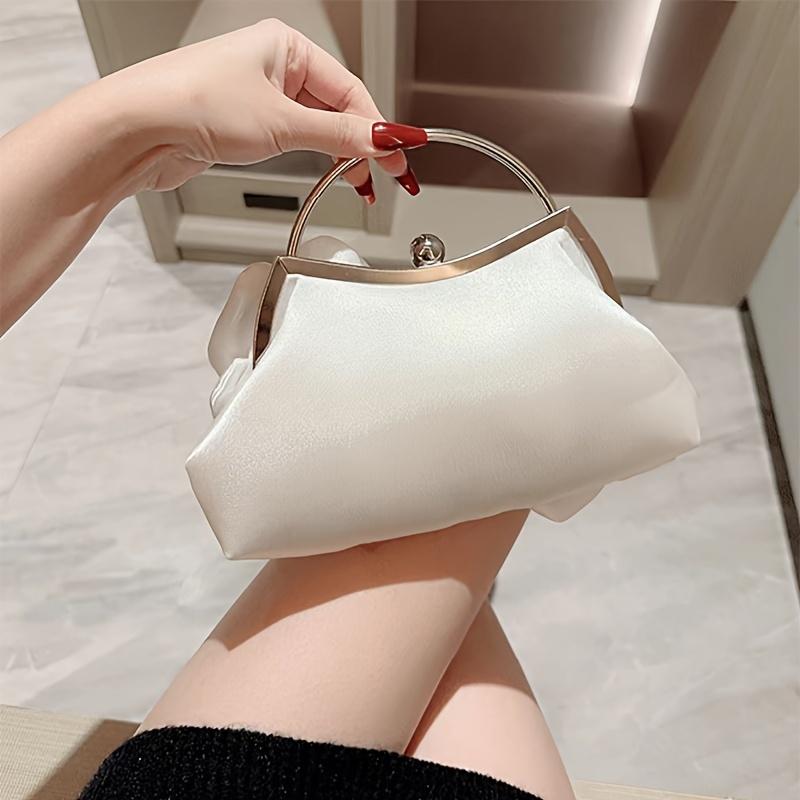 Women's Fashion Elegant White Flower Bag Dinner Party Handbag Satin Evening Dress Bag Wedding Season