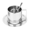 Kaffeetasse Edelstahl Doppelschicht Isolierung Milchbecher mit Löffel Untertasse Haushalt(Silber 180ML)