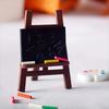 1pc Wooden Blackboard Easel with Chalk, Dollhouse Decoration, Realistic Miniature Home Goods, Art Gallery Decor