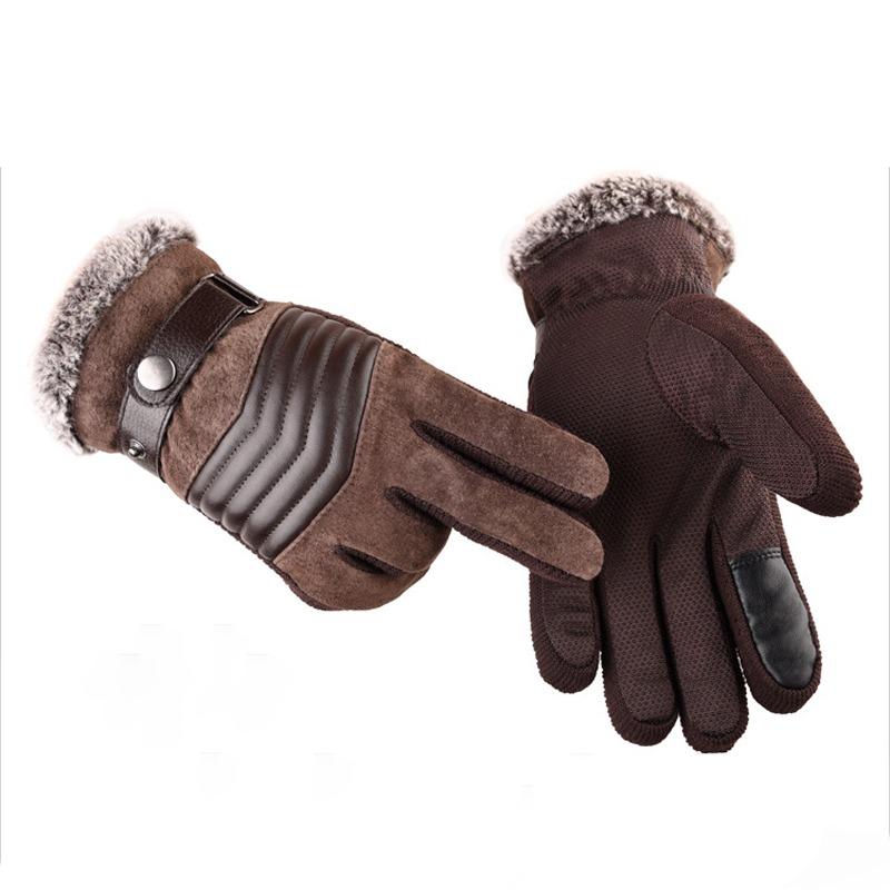 Touchscreen Winter Warme Herrenhandschuhe Kunstleder Freizeit Handschuhe Fäustlinge für Männer Outdoor Sport Vollfingerhandschuh