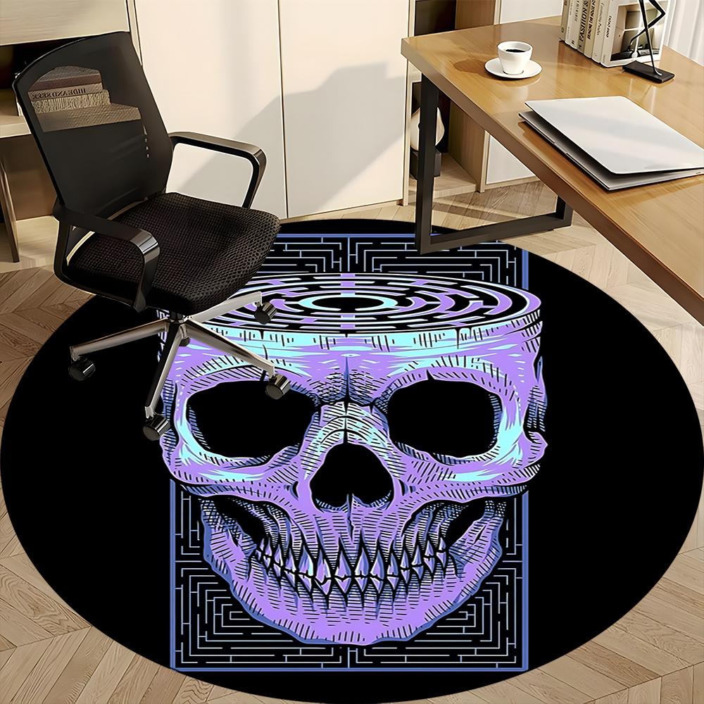 1pc Skull Maze Office Round Area Rug, Indoor Mat Suitable ForOffice, Under Office Chairs Bedroom Living Room Home Decor, Room Deco q116