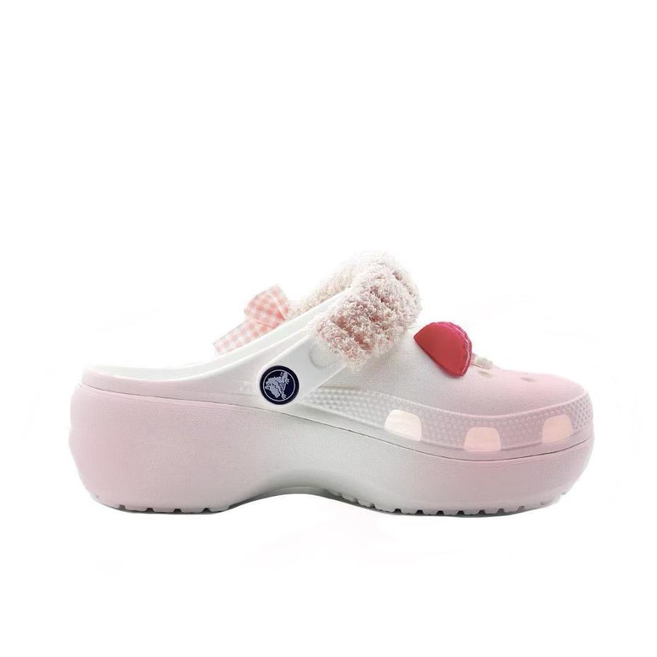 Crocs Classic Platform Clog EVA Corner Meets Love Beach Girl School Style Hole Shoes Unisex Pink