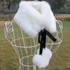 Women False Collar Scarf Thicken Super Soft Fluffy Windproof Solid Color Keep Warm Neck with Hairball Winter Imitation Rabbit Fur Shawl for Outdoor