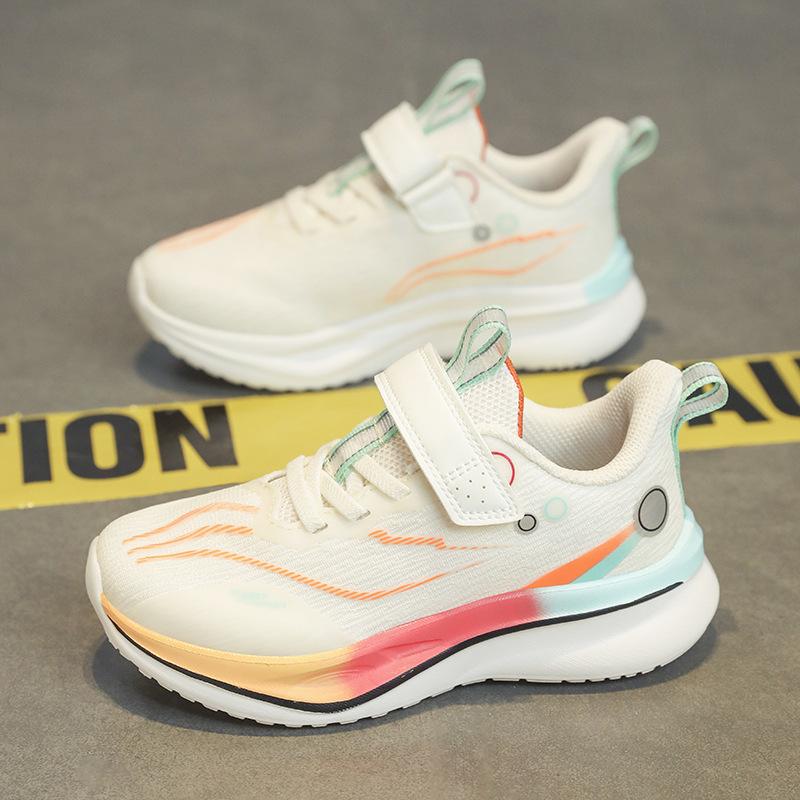 2025 Spring New Double Net Running Shoes Boys and Girls Children's Shoes Shock Absorption Rebound Breathable Physical Education Class Wear-resistan