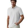 Camisa Polo Masculina Cáqui Texturizada, Top Casual de Manga Curta com Gola, Tecido Respirável para o Verão