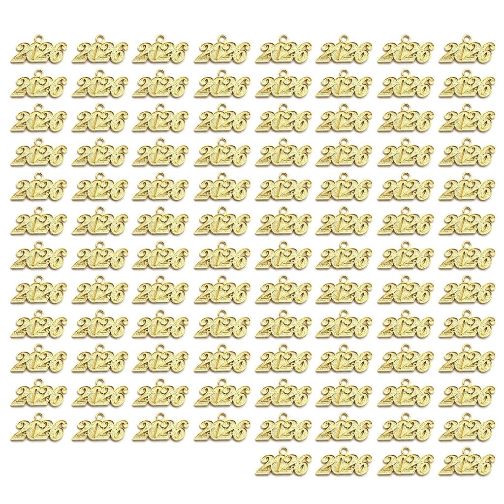 100pcs Shining Year of 2026 Metal Charm Craft Pendant Perfect For Handmade Project And Graduation Gifts Making Kits