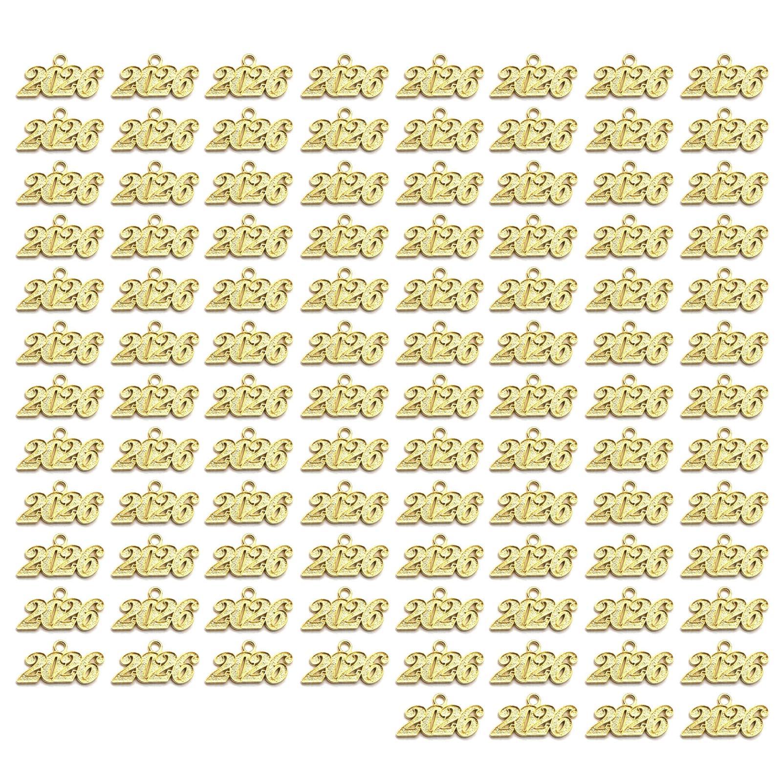 

100 шт. Блестящий Год 2026 Металлический Шарм Подвеска для рукоделия Идеально подходит для проектов ручной работы и наборов для изготовления выпускных подарков M