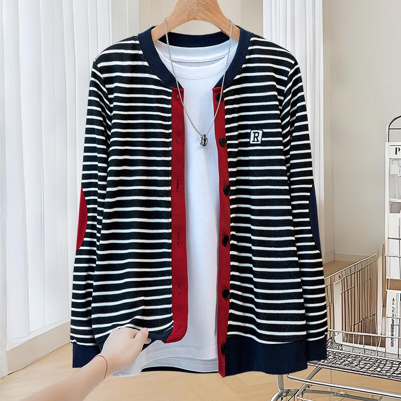 

Женский вязаный кардиган с контрастными полосками S