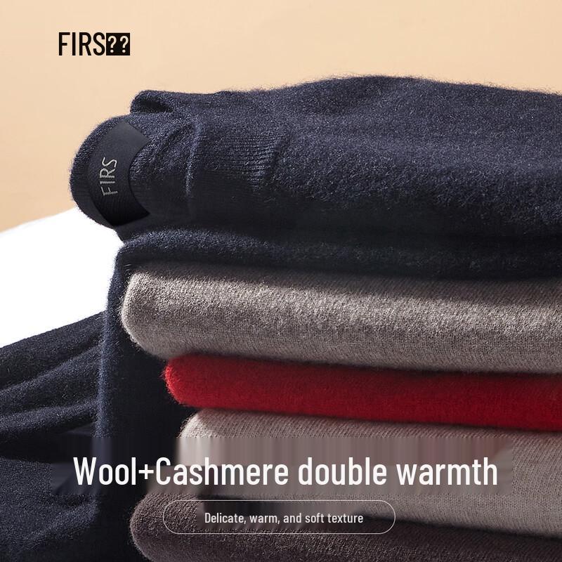 Shanshan Men's 30% Cashmere Blend Round Neck Ribbed Sweater