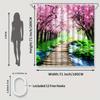 1/4 Cherry Tree Shower Curtains, Toilet Seat Decoration, Shower Curtain With Carpet And Toilet Lid, 12 70.8X70.8 Inch Hooks