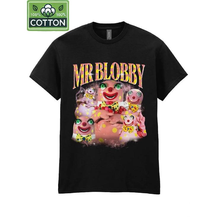 Men Mr. Blobby British TV Cartoon T-Shirt - 230G Cotton Retro Novelty Tee with Iconic Graphic, Funny Gift for Parties & Casual Wear, Nostalgic S