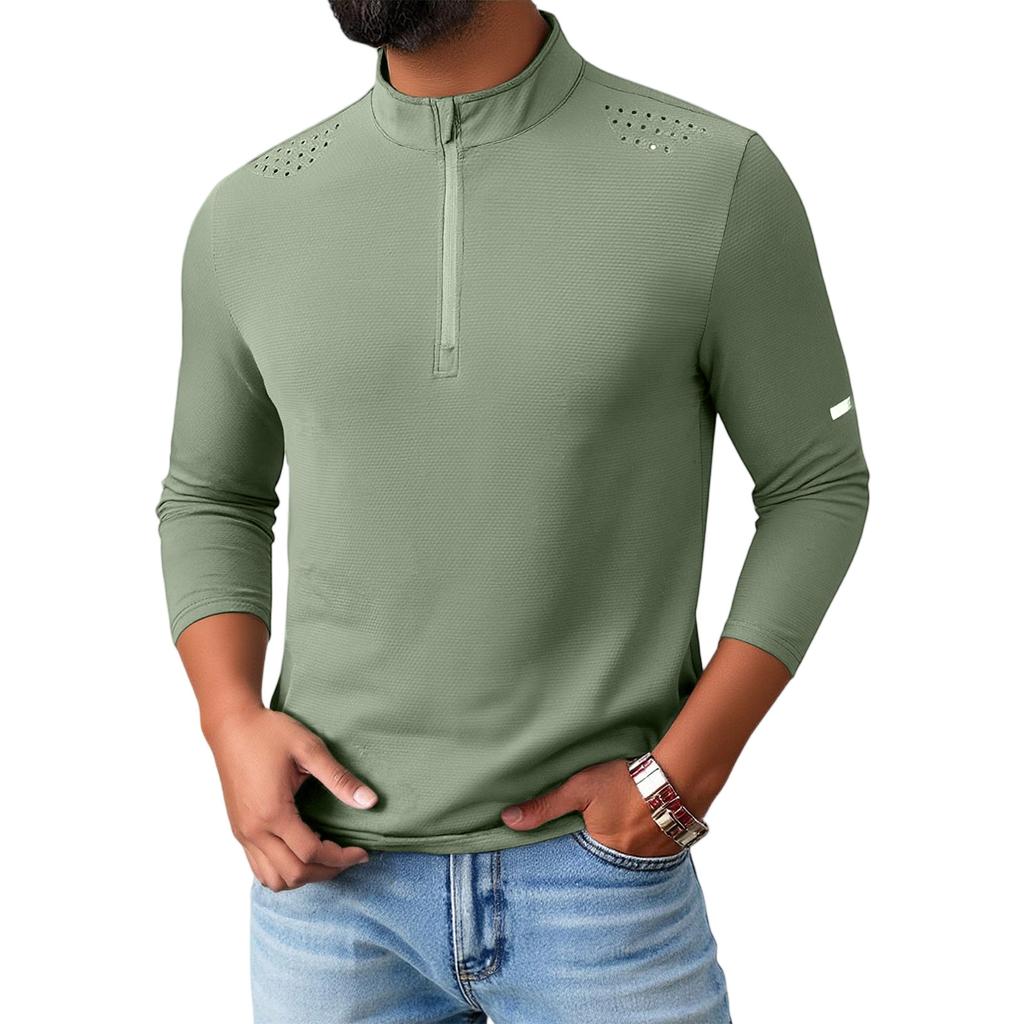 Men's  Fitness  Sports  Quick To Dry  Half Zipper  Self-Cultivation  Pullover  Long Sleeves  Hoodie