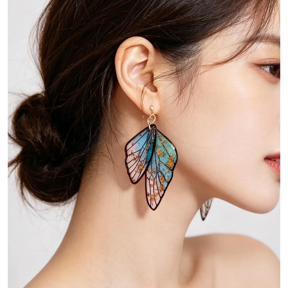 Vintage Kleurrijke Vlindervleugels Hangende Oorbellen voor Vrouwen Cool Persoonlijkheid Statement Sieraden Cadeau