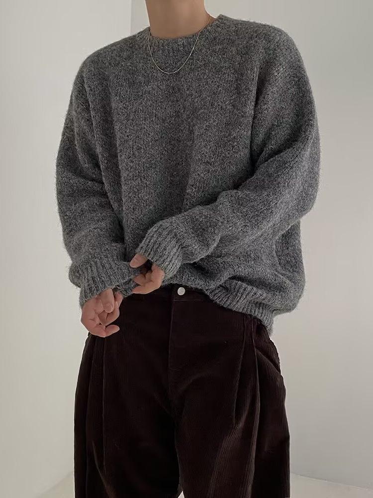 Maglione da uomo in mohair stile coreano autunnale: Maglione Trendy Girocollo Largo