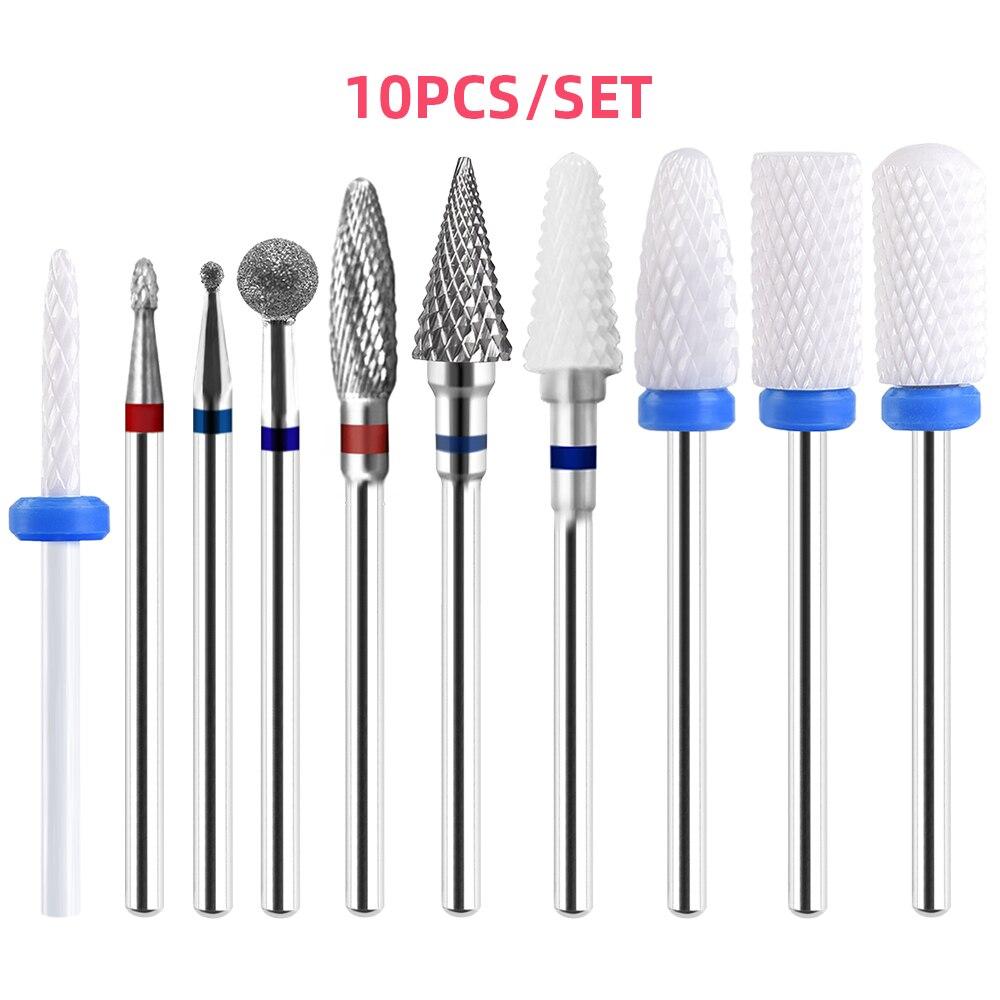 

Набор фрез 10/12/21 шт., набор фрез для маникюра, УФ-гель-лак, удаление омертвевшей кожи, очистка, фрезы, дрель для ногтей, аксессуары для машины