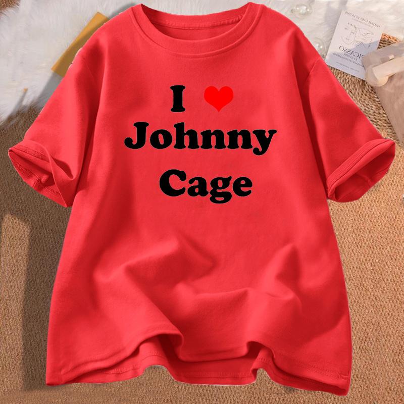 I Love Johnny Cage Men's Cotton T-shirt Short Sleeves Unisex Man Clothing Streetwear Graphic T Shirts Oversized Male Clothes