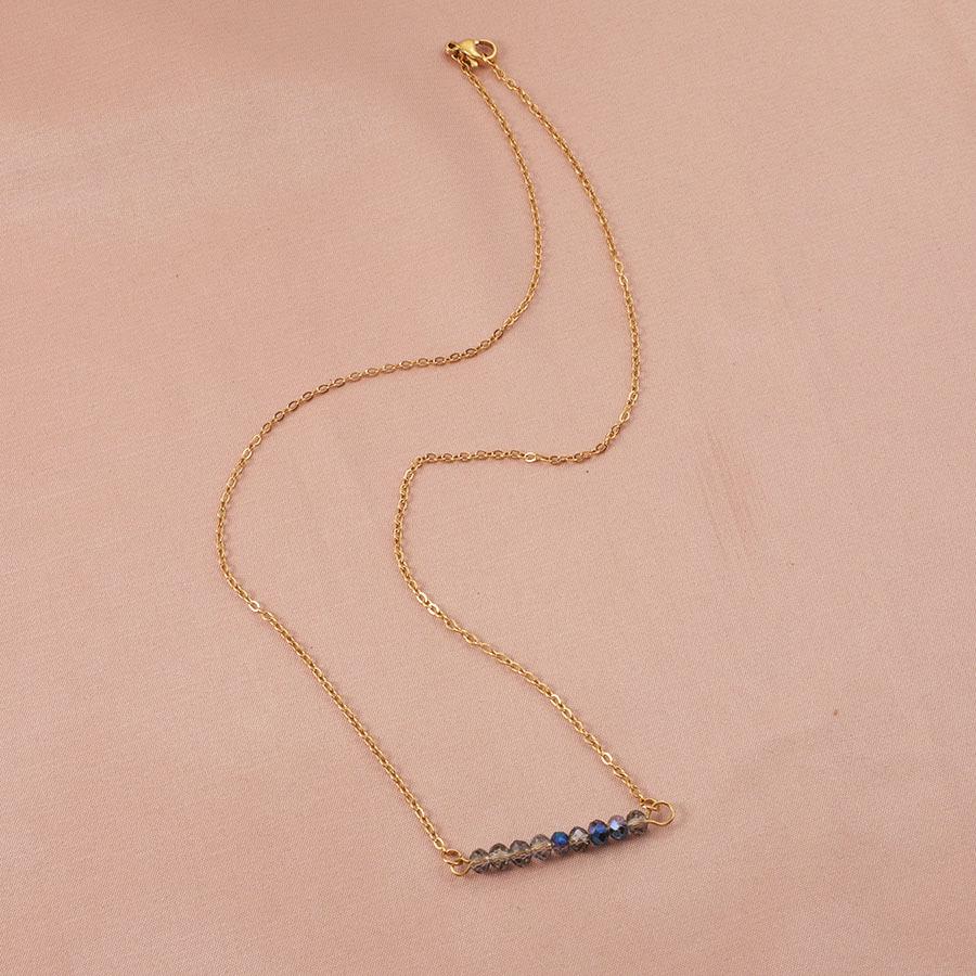 

4mm Glass Stone Birthstone Necklace with Stainless Steel Beaded Chain Clear