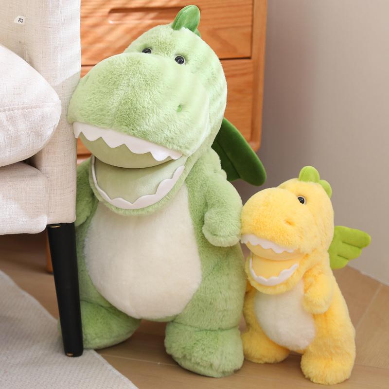 Happy Sitting Dinosaur Plush Toy Green Yellow Plushies Doll Sofa Cushion Nap Pillow Soft Cute Soft Kids Toys Gifts Home Decor