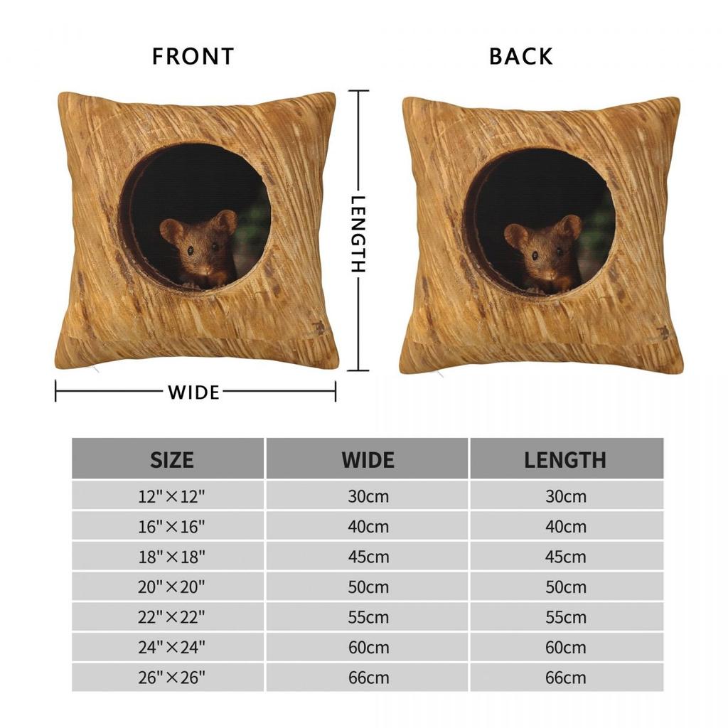 George The Mouse In A Log Pile Square Pillowcase Polyester Linen Velvet Creative Zip Decorative Sofa Seater Cushion Cover