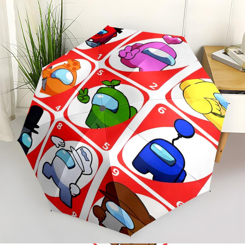 Among Us Print Automatic Open Close Umbrella, Portable Foldable Umbrella, for Outdoor Commute Camping Trip, Ideal Birthday Gift