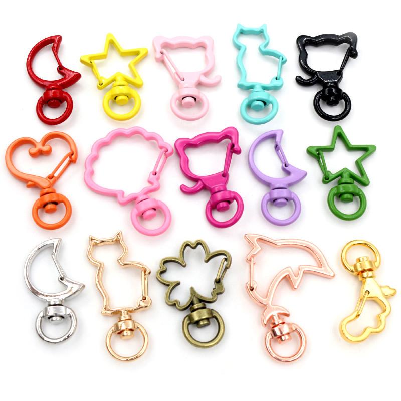 10pcs Random Mixed Snap Hook Trigger Clips Buckles For Keychain Lobster Clasp Hooks for Necklace Key Ring Clasp Jewelry Supplies