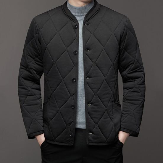 Autumn Winter Solid Color Cotton Jacket Stand Collar Long Sleeve Quilted Padded Thickened