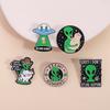 ET Alien Enamel Pin UFO We Come To Party Save A Horse Ride A Cow Funny Cowboy Western Brooches Lapel Backpack Badge Jewelry Gift