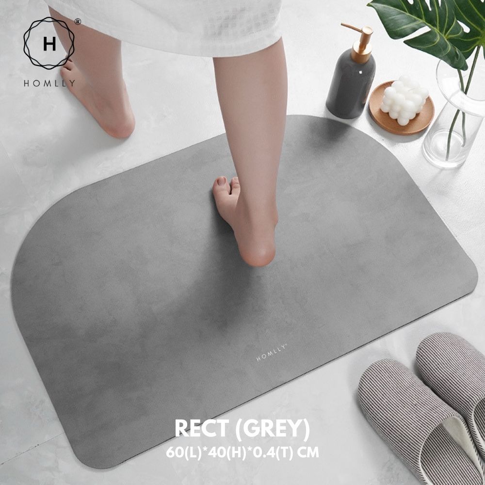

Homlly Non Slip Super Thin Quick Dry Absorbent Diatomaceous Floor Bath Mat Rect (Grey)
