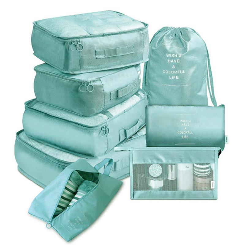 Ensemble de 8 sacs organisateurs pour voyage Sacs organisateurs Accessoires Bagage Valise Organisateur Sac de toilette étanche Rangement pour vêtements
