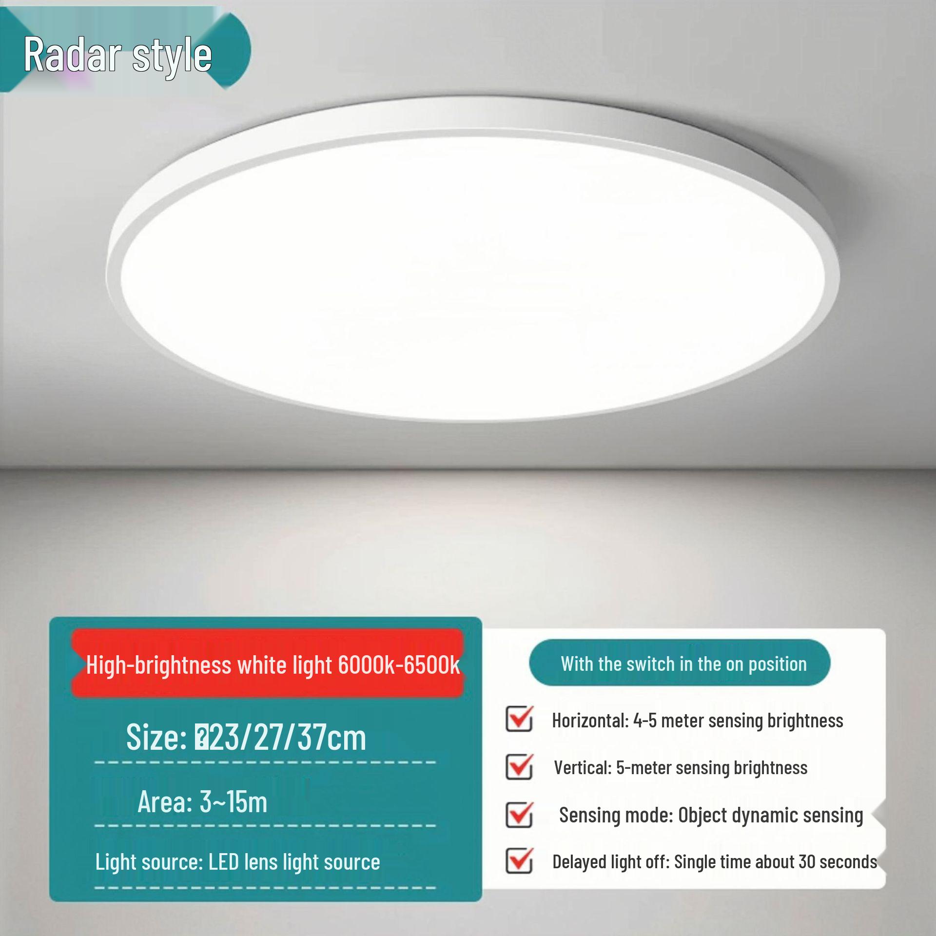 

Світлодіодний стельовий світильник із датчиком мікрохвильової печі, керуванням рухом та голосом для коридорів та балконів 23cm 18W White Light No Sensor