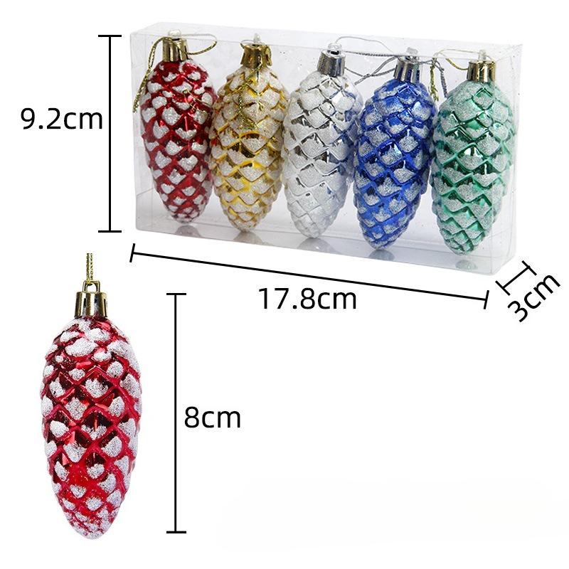 

5pcs Plastic Painted Pine Cone Ornaments Hanging Decorations Christmas Tree Home Party Supplies Pinecone Ornaments with String 5pcs