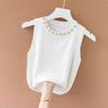 Women's Sequin Embellished Spaghetti Strap Knit Vest - Solid Color, Slimming, Versatile Base Layer for Under Suits, Trendy Ice Silk.