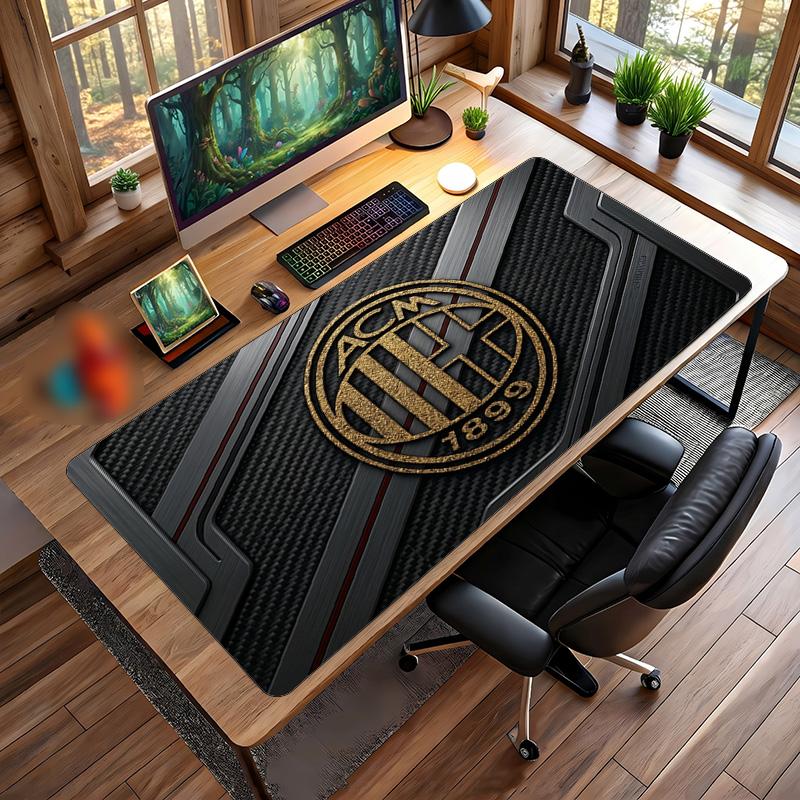 משטח עכבר גדול מודפס AC Milan, משטח שולחן גיימינג מגומי רך מונע החלקה לקישוט משרד, מחשב נייד, מחשב