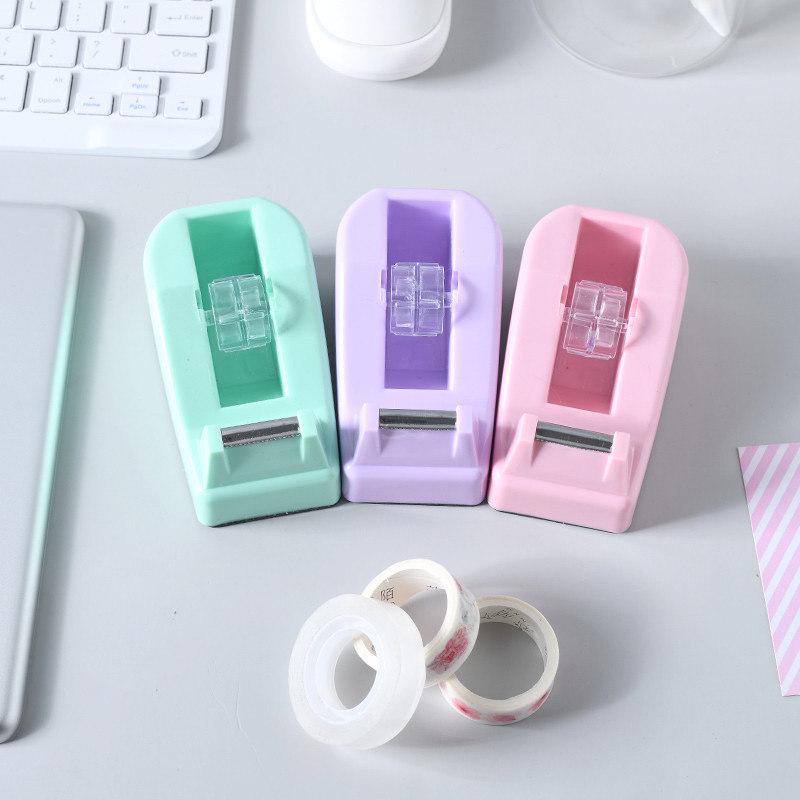 Macaron Color Compact Tape Dispenser - Creative Desktop Office Cutter