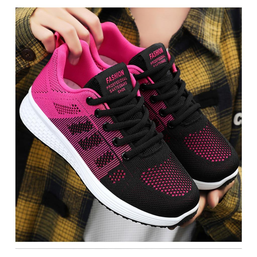 Schuhe Damen neue einfarbige Schuhe Lässig Studenten Atmungsaktiv bequem Fly-Woven Sneaker
