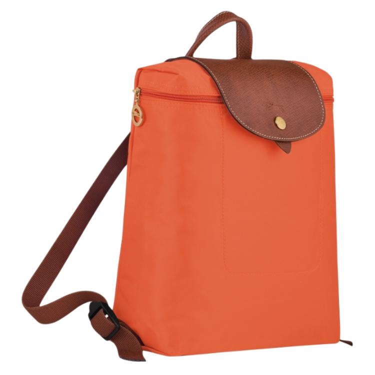 Longchamp Le Pliage Einfarbig Reißverschluss Geprägtes Logo Druckknopf Segeltuch Rucksack Damenrucksack Orange 1699089P85