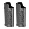 2pcs Retro Lighter Case Compact 3D Floral Stamped Engraving Zinc Alloy Protective Case Cover