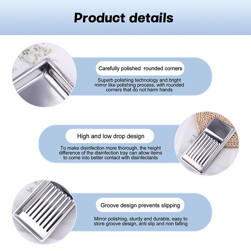 Nail Art Tool Sterilizing Tray Stainless Steel Disinfection Dish Cosmetic Storage Tray Manicure Tweezers Drill Bit Nail Clippers