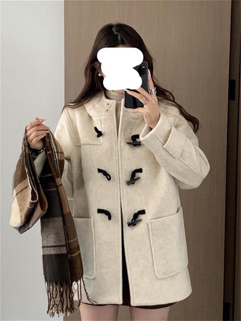 Women's 2025 Winter Korean Style Petite Wool-Blend Thickened Toggle Coat