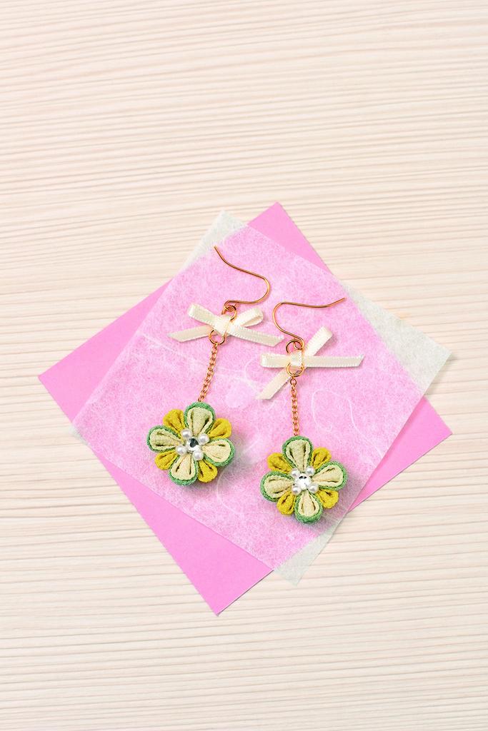 Takagi Fiber Panami Tsumami Zaiku Piercing Ayaka Leaf Kit, Earrings, Green, LH-417
