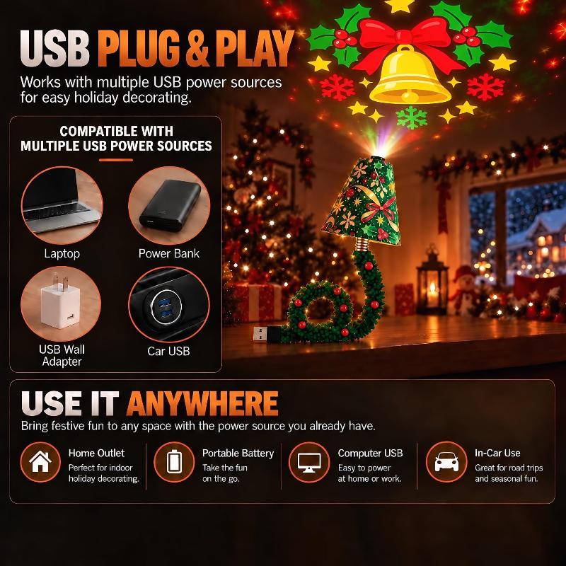 Christmas Projector Light Plug and Play LED Night Light with 6+ Patterns for Home Holiday Party Decoration
