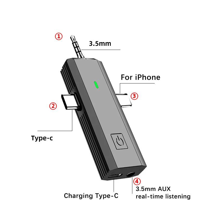 3 In 1 Wireless Lavalier Microphone For Iphone Type-C 3.5mm Jack Universal Ai Noise Reduction Clip On Lapel Mini Mic Live Stream Broadcas Mic