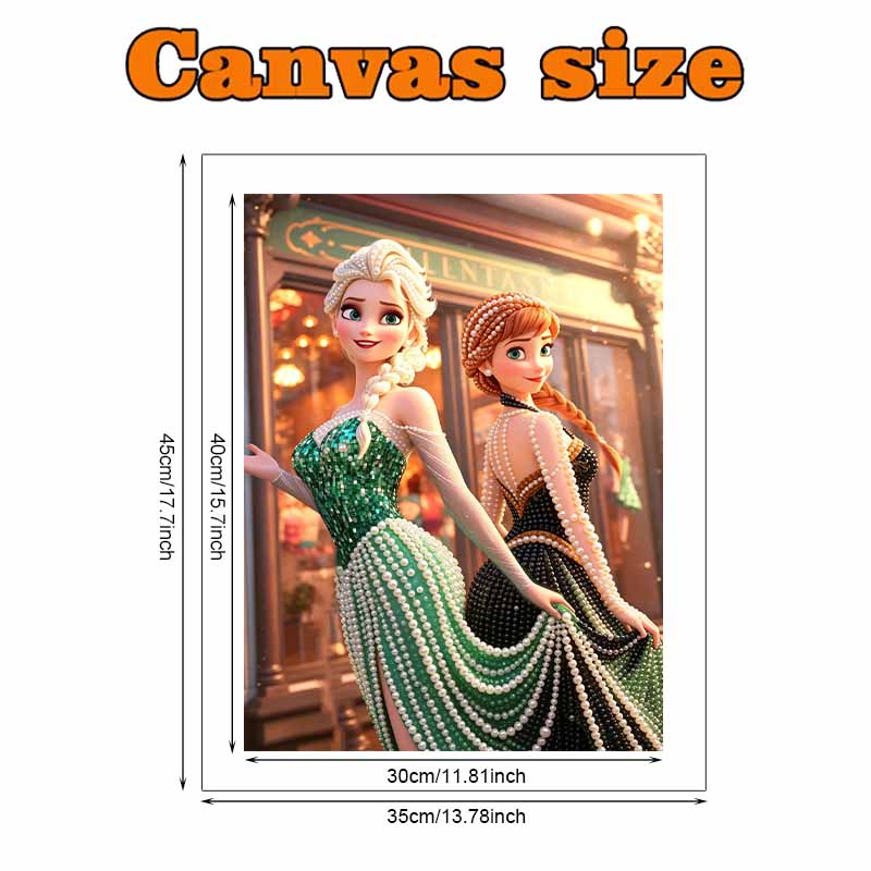 Disney Pearl Painting Frozen Anna and ElsaPearlDress DIY Pearl Painting Gemstone Art Pearl Dot Painting Picture Crafts Adult Beginner Gifts Home Decor