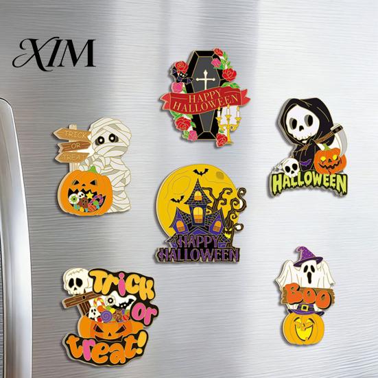 Holiday Home Decorations for Autumn 6 Pcs Halloween Refrigerator Magnets, Grim Reaper Pumpkin Skull Ghost Decorative Magnets Party Reusable