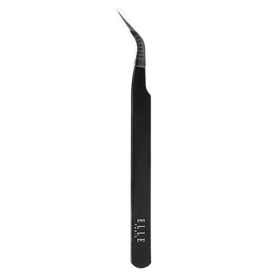 ELLE PARIS Professional Eyelash Tweezers, Precision Stainless Steel Lash Applicator, Black (1pc)